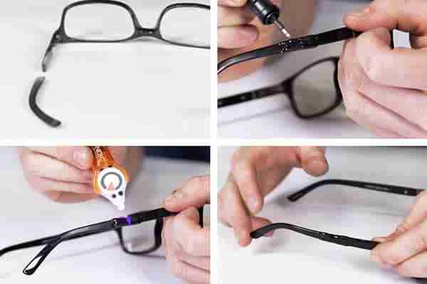 photos of bondic fixing glasses